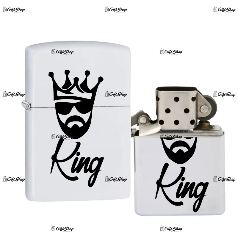King, bricheta metalica gravata laser cu mesaj
